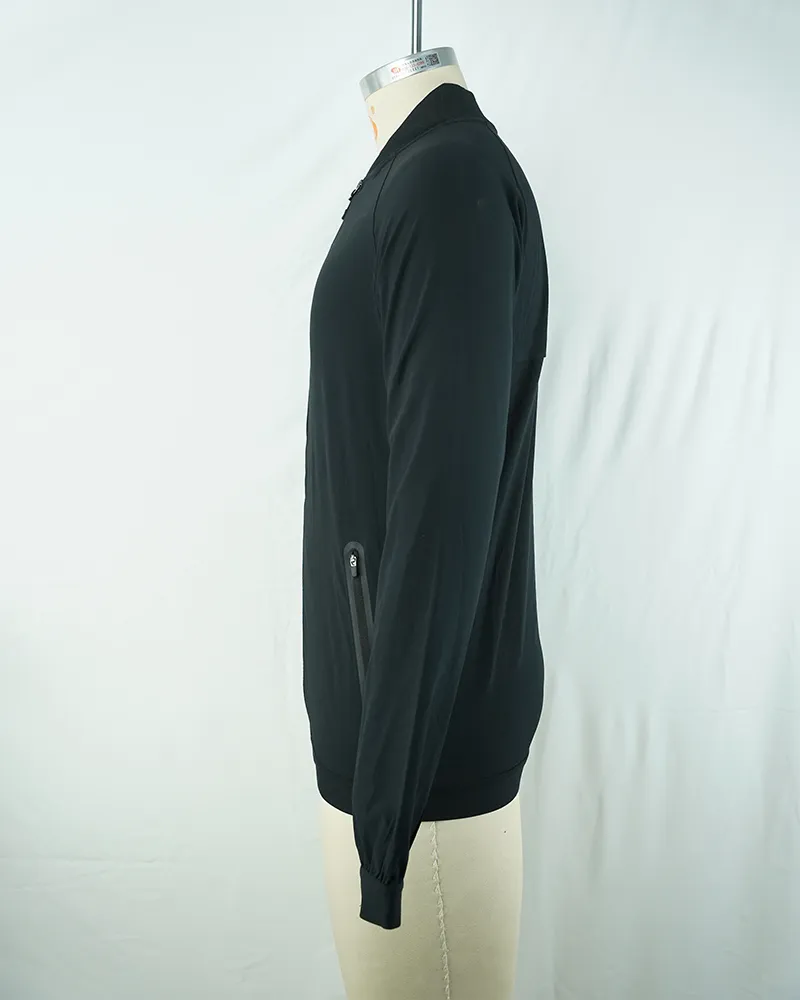 Men’s Black Long Sleeve Cycling Jersey Full Zip Breathable Quick Dry Pocket-3