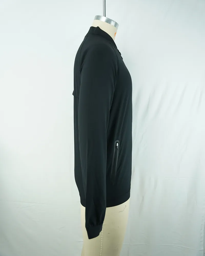 Men’s Black Long Sleeve Cycling Jersey Full Zip Breathable Quick Dry Pocket-4