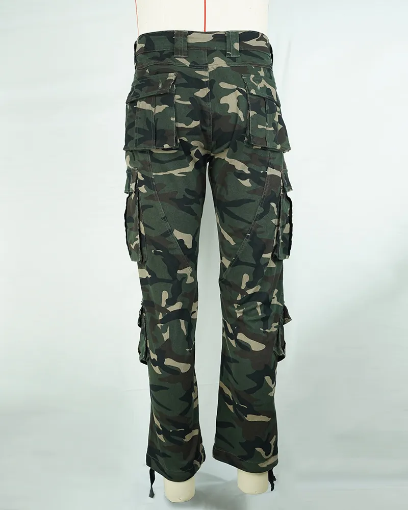 Men’s Camo Cargo Trousers Lightweight Summer Pants-2