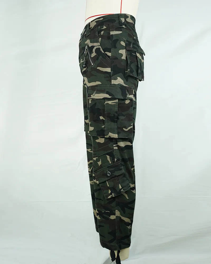 Men’s Camo Cargo Trousers Lightweight Summer Pants-4