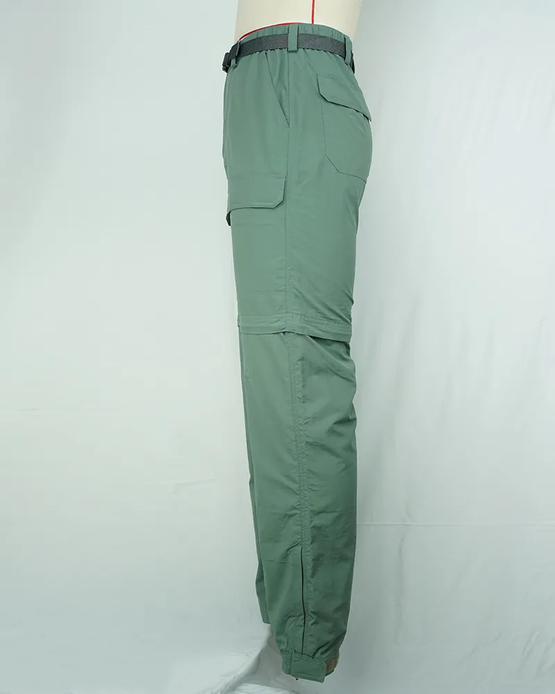 Men’s green Summer Lightweight Nylon Travel Pants Quick-Dry Tapered Fit-3