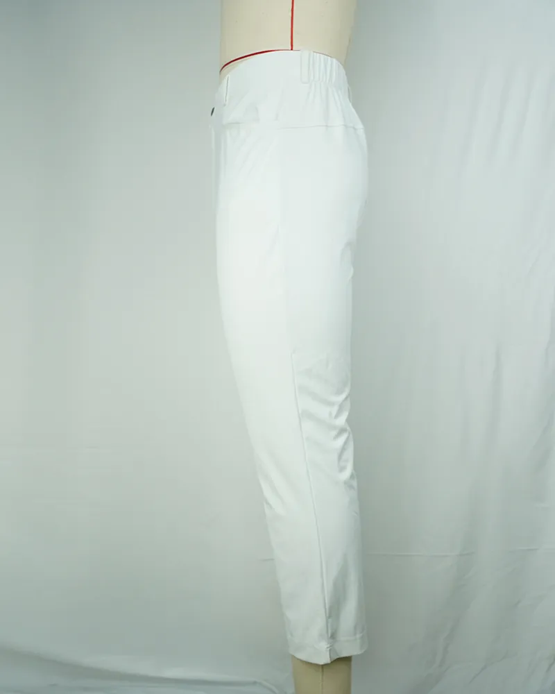 Women’s White Lightweight Casual Pants Straight Crop Summer Fit-4