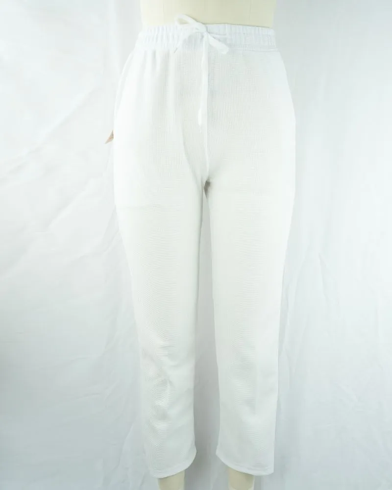 Women’s White Textured Jogger Pant-1