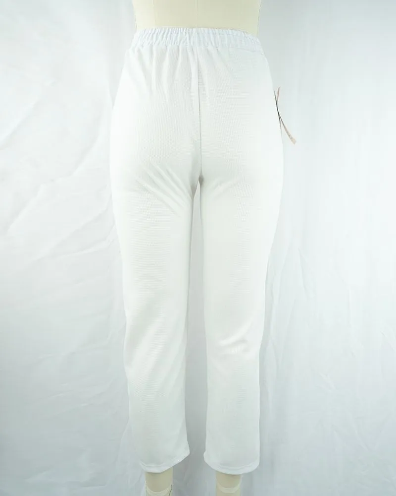 Women’s White Textured Jogger Pant-2